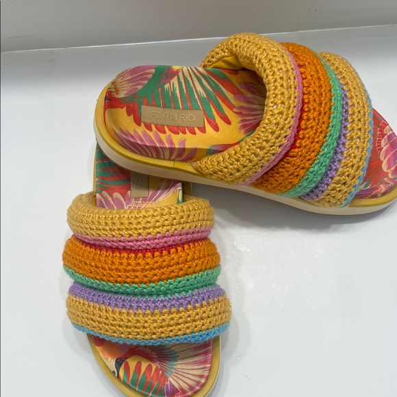 Farm Rio Colorful crochet slides size 7 - Picture 2 of 10